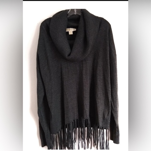 Michael Kors Black Fringe Cowl Neck Sweater Sz - Picture 4 of 4